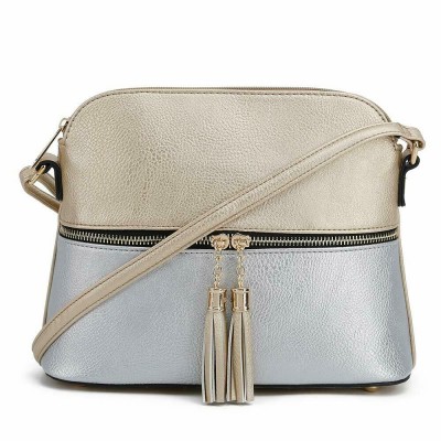 AM3031P-GOLD/SILVER DOME VEGAN LEATHER CROSSBODY BAG